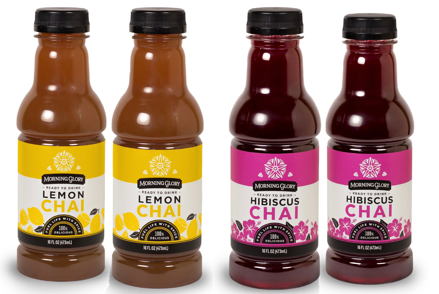 Lemon Chai 16 oz bottle Hibiscus Chai 16 oz bottle