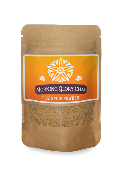 Spiced chai powder 1 oz pouch spice blend cinnamon ginger black pepper cardamon cloves coriander gotu kola astragalus 
